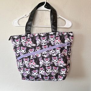 2010 Sanrio (Hello Kitty) Kuromi Purple and Black Tote Bag Like New